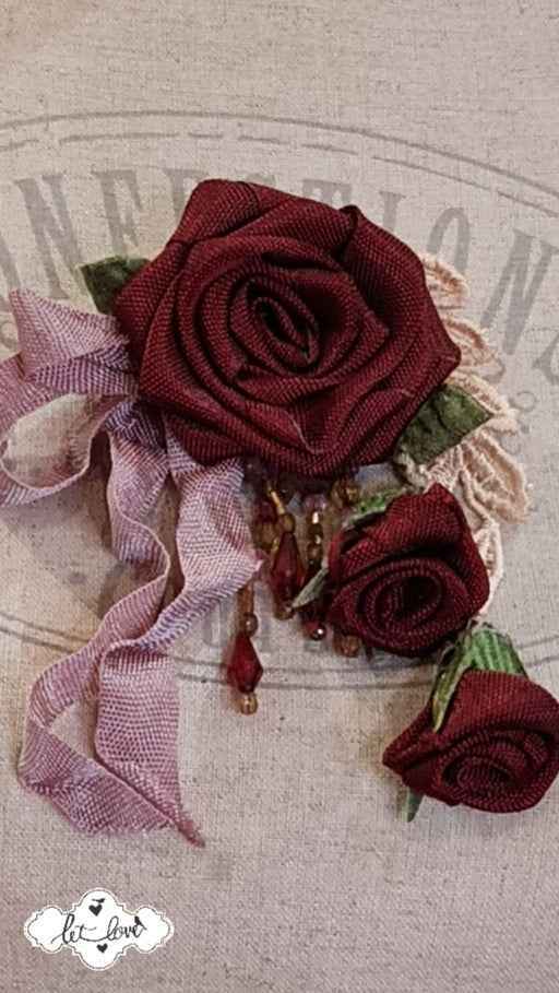 Brooch Ribbon Roses - Let Love Clothing