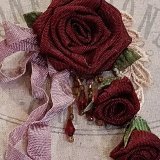 Brooch Ribbon Roses - Let Love Clothing