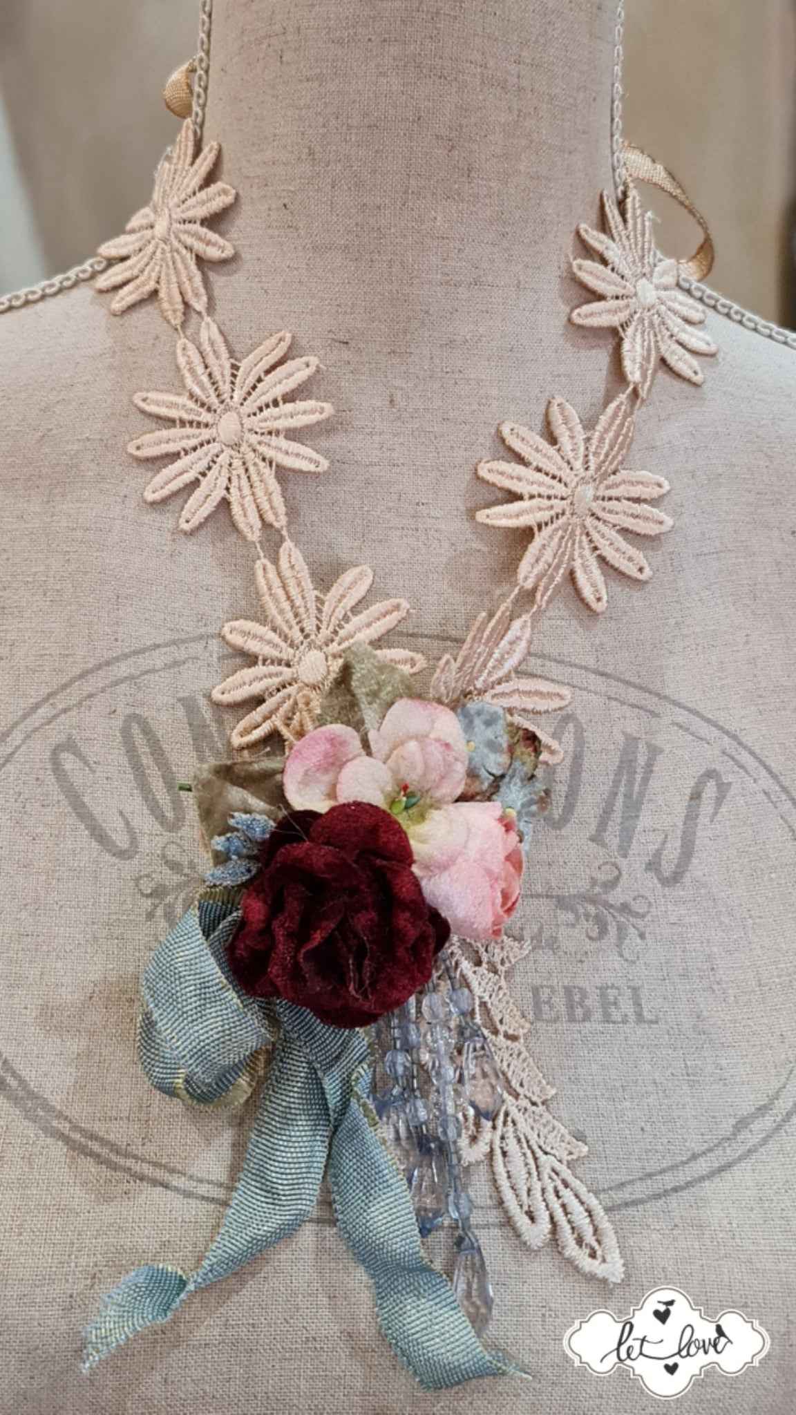 Daisy Lace & Rose Neckpiece/Brooch - Let Love Clothing