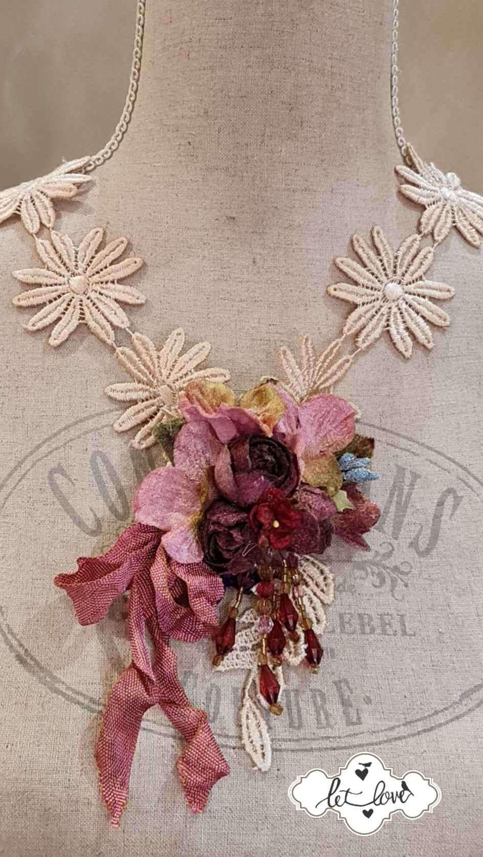 Daisy Lace & Rose Neckpiece/Brooch - Let Love Clothing