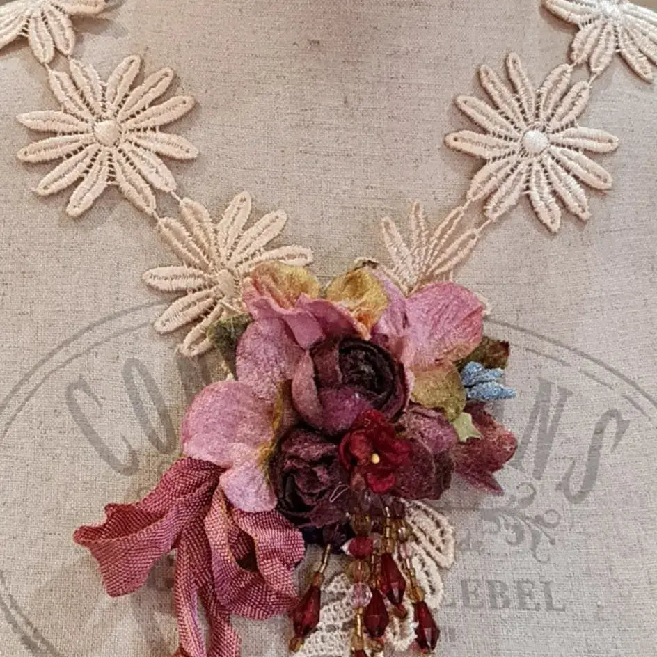 Daisy Lace & Rose Neckpiece/Brooch - Let Love Clothing