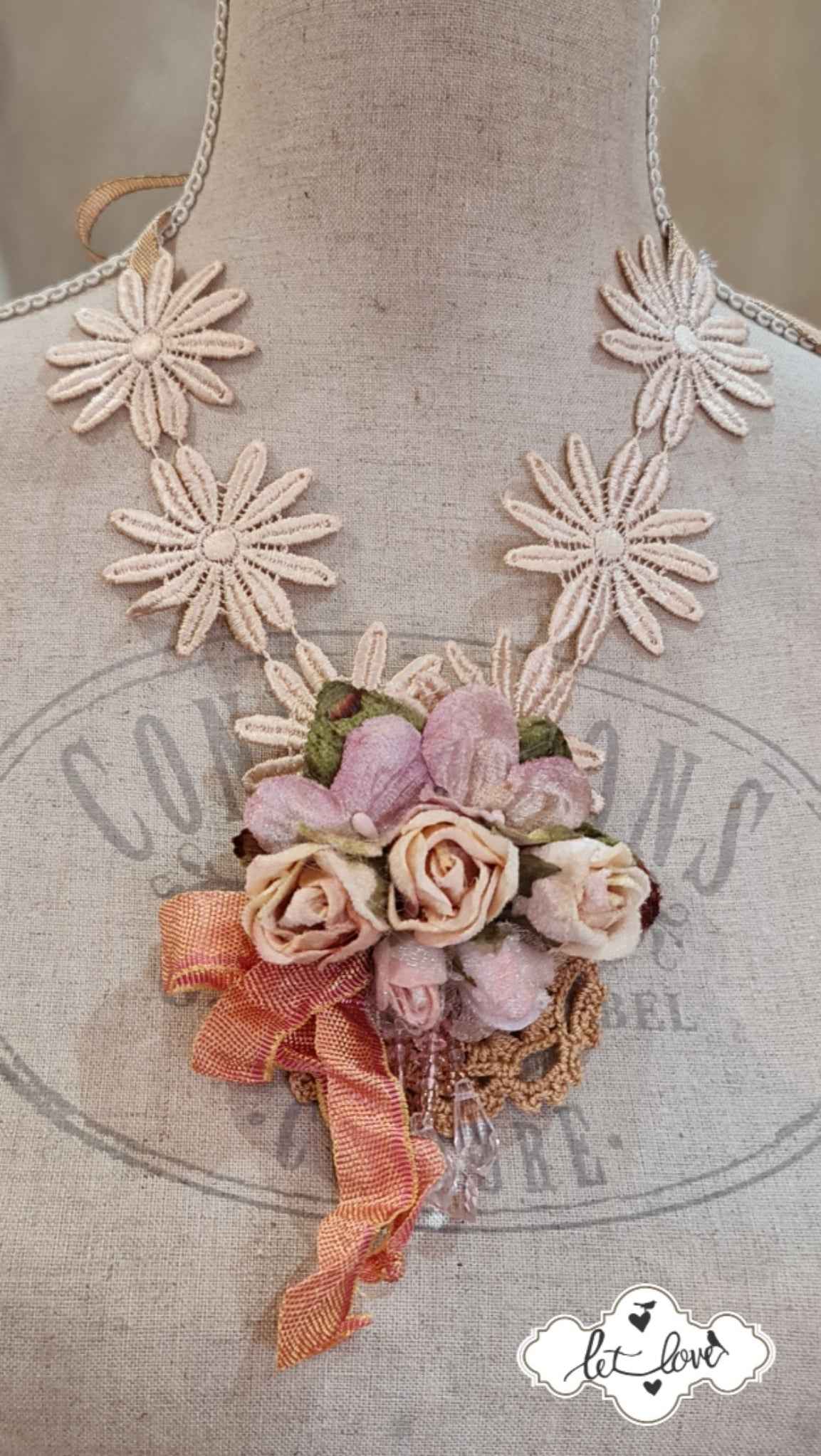 Daisy Lace & Rose Neckpiece/Brooch - Let Love Clothing