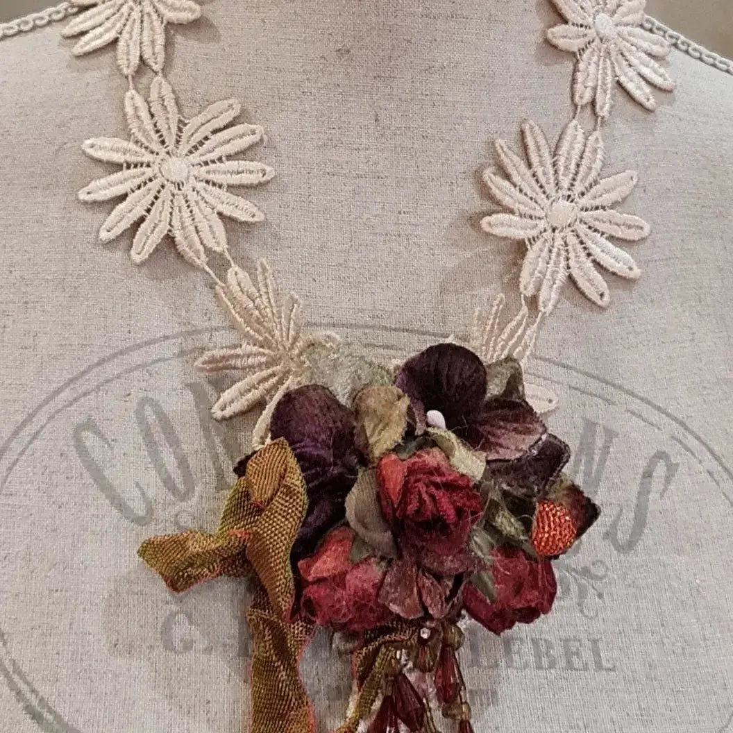Daisy Lace & Rose Neckpiece/Brooch - Let Love Clothing