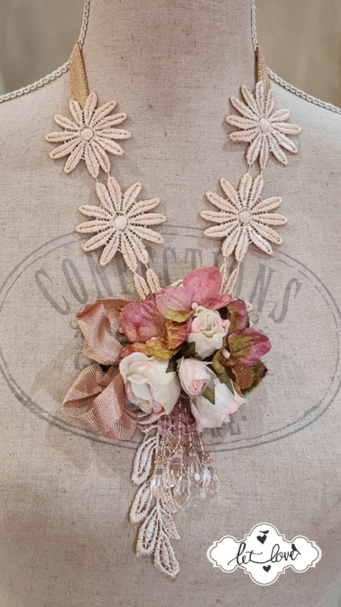 Daisy Lace & Rose Neckpiece/Brooch - Let Love Clothing