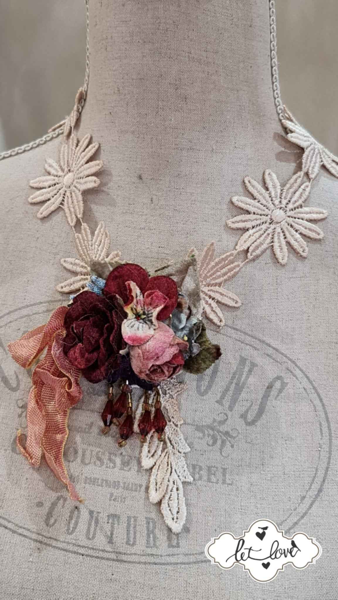 Daisy Lace & Rose Neckpiece/Brooch - Let Love Clothing