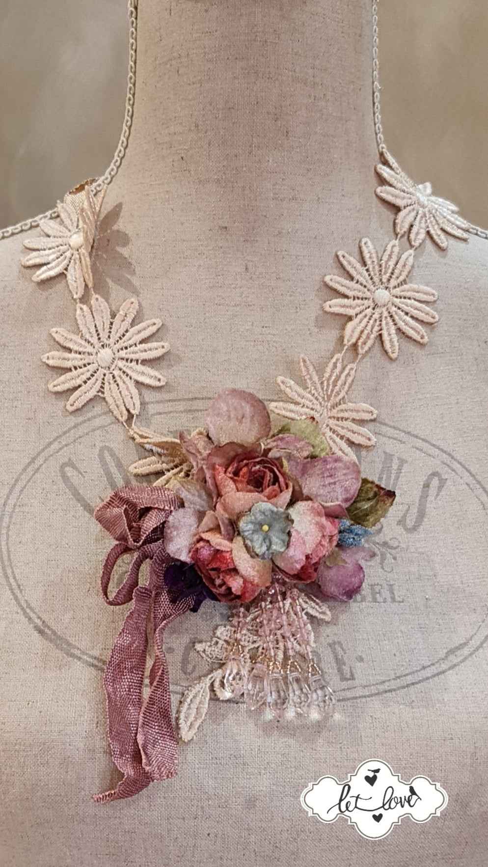 Daisy Lace & Rose Neckpiece/Brooch - Let Love Clothing
