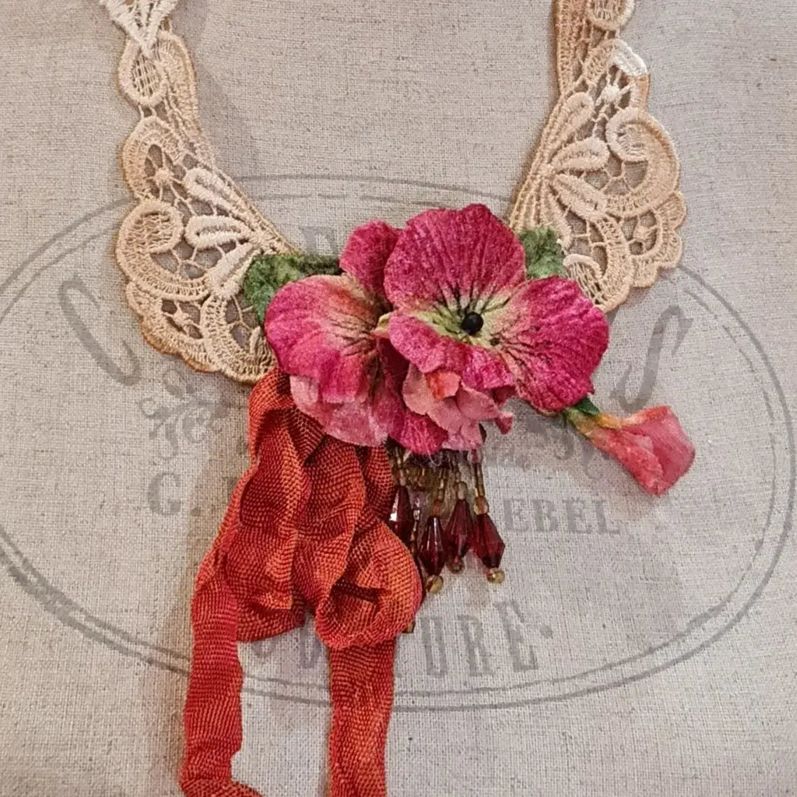 Vintage Lace & Rose Neckpiece - Let Love Clothing