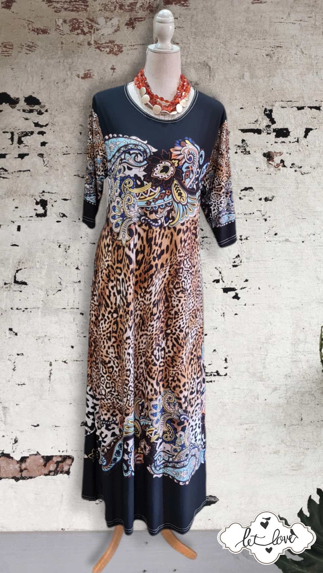 Ankle Length Dress with Sleeves - Let Love Clothing