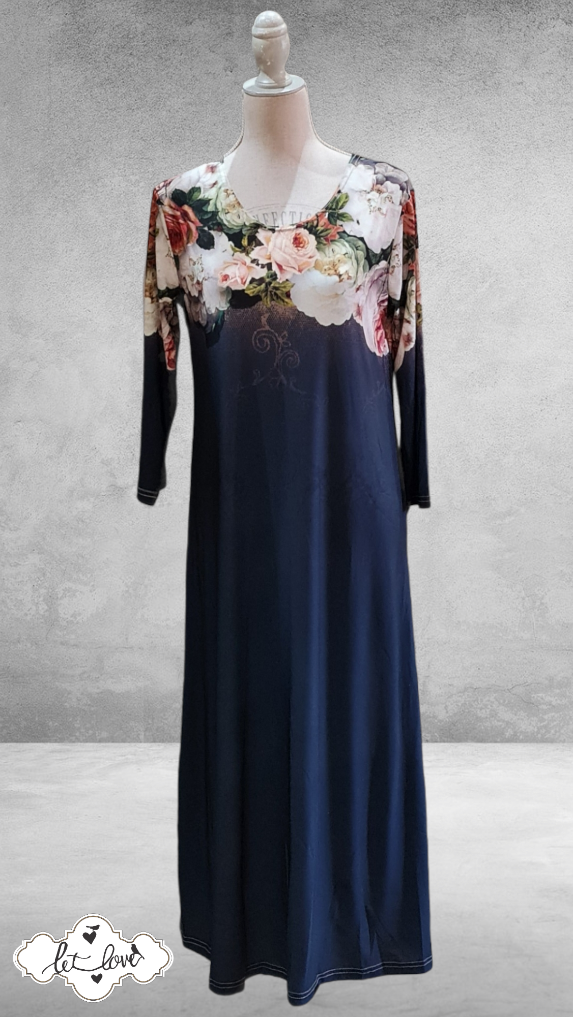 Ankle Length Dress with Sleeves - Let Love Clothing