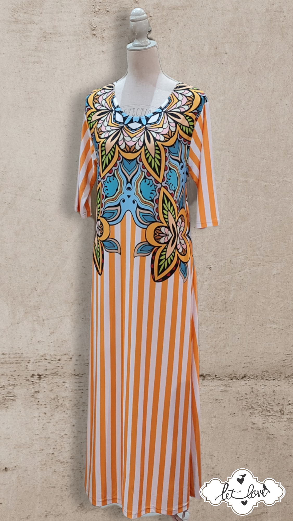 Ankle Length Dress with Sleeves - Let Love Clothing