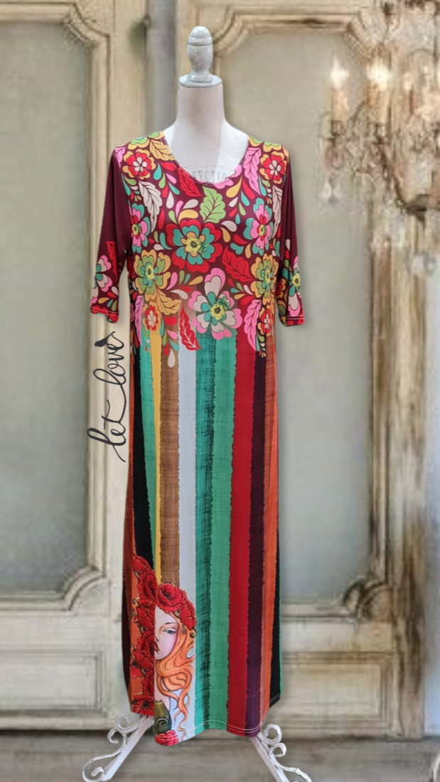 Ankle Length Dress with Sleeves - Let Love Clothing