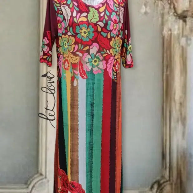 Ankle Length Dress with Sleeves - Let Love Clothing