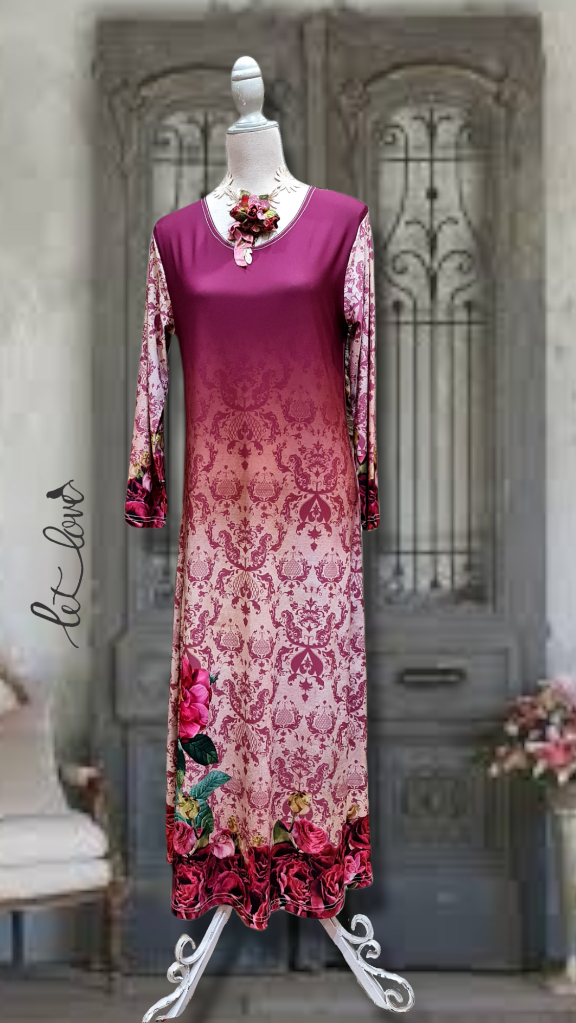 Ankle Length Dress with Sleeves - Let Love Clothing