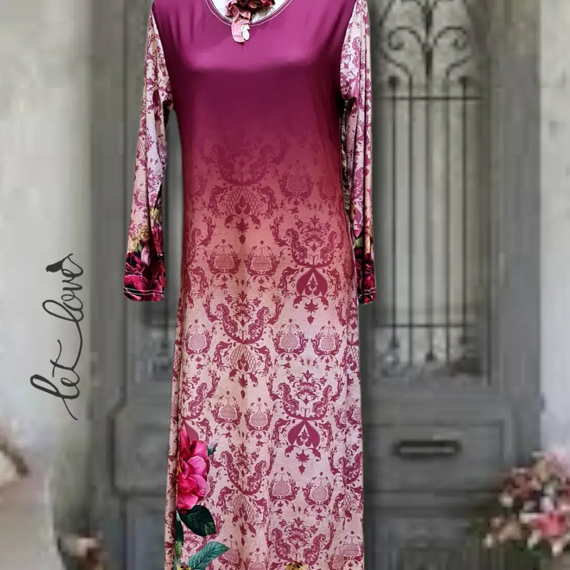 Ankle Length Dress with Sleeves - Let Love Clothing