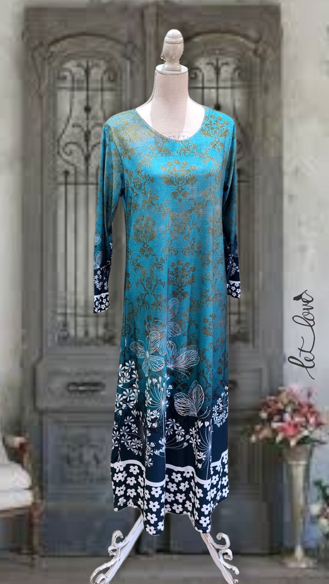 Ankle Length Dress with Sleeves - Let Love Clothing