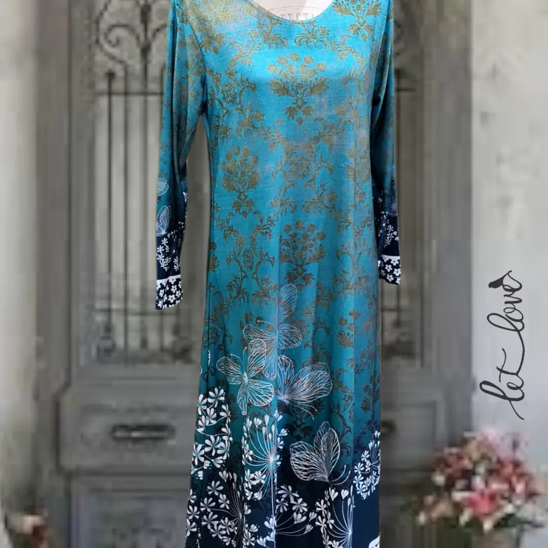 Ankle Length Dress with Sleeves - Let Love Clothing