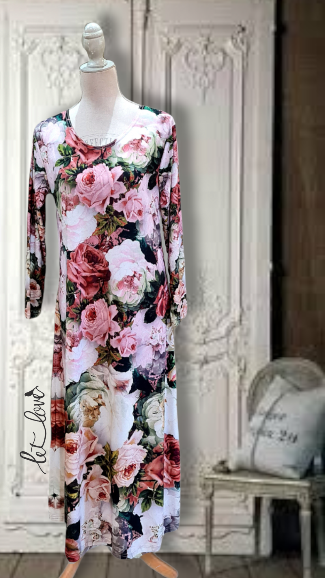 Ankle Length Dress with Sleeves - Let Love Clothing