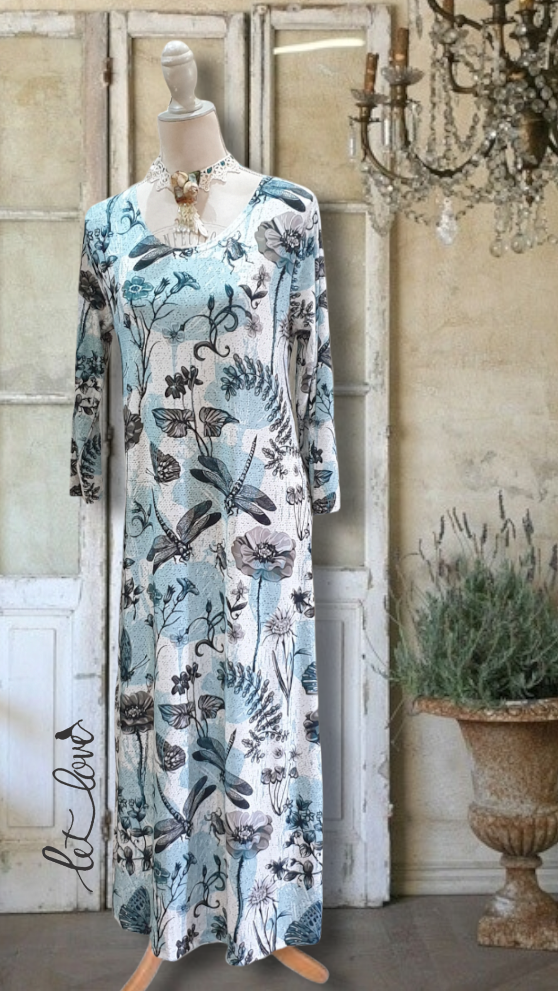 Ankle Length Dress with Sleeves - Let Love Clothing