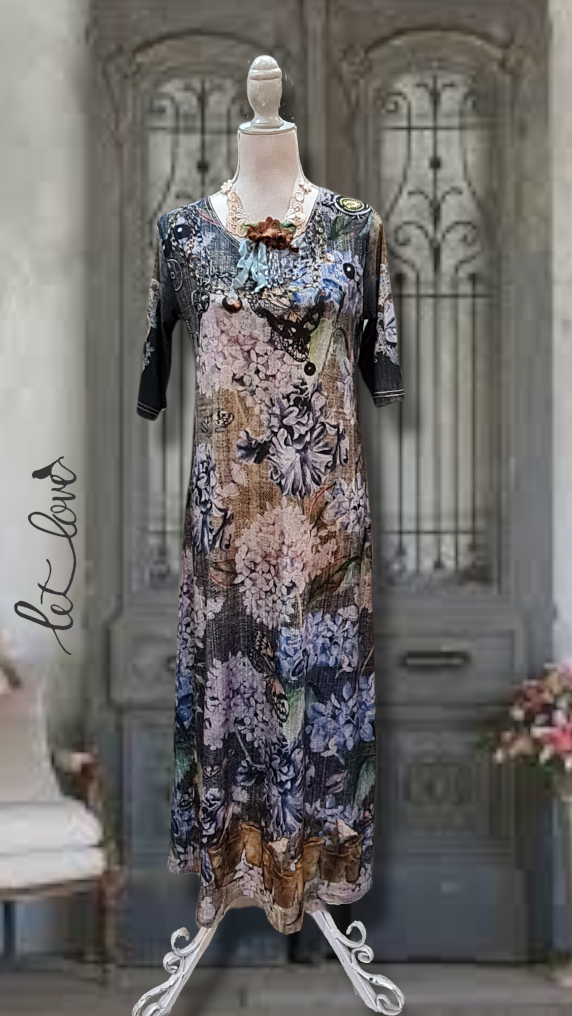 Ankle Length Dress with Sleeves - Let Love Clothing