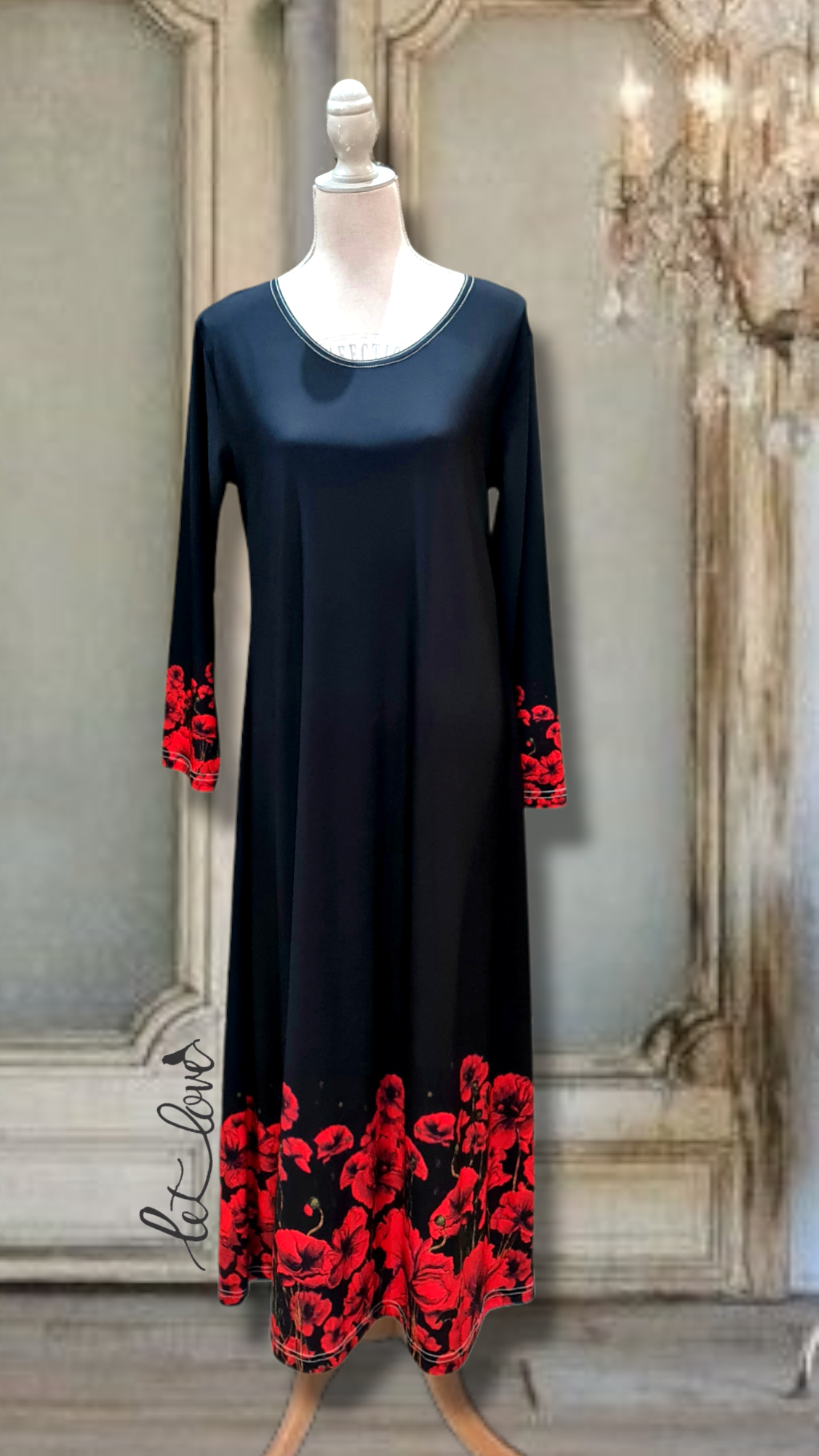 Ankle Length Dress with Sleeves - Let Love Clothing