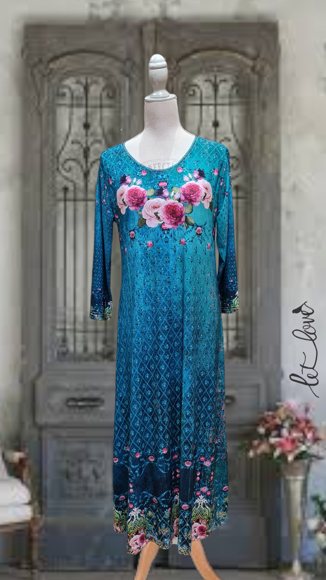 Ankle Length Dress with Sleeves - Let Love Clothing
