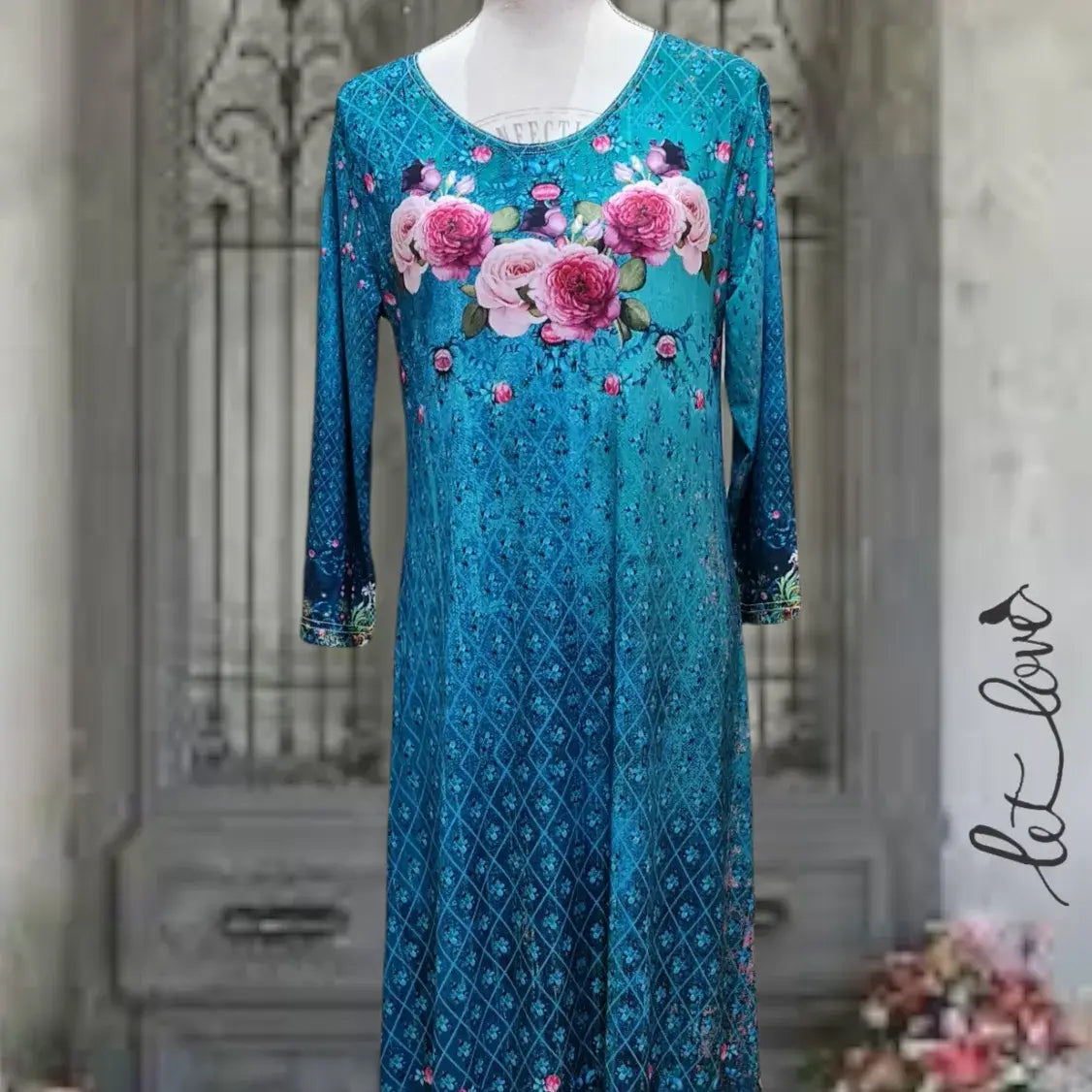 Ankle Length Dress with Sleeves - Let Love Clothing