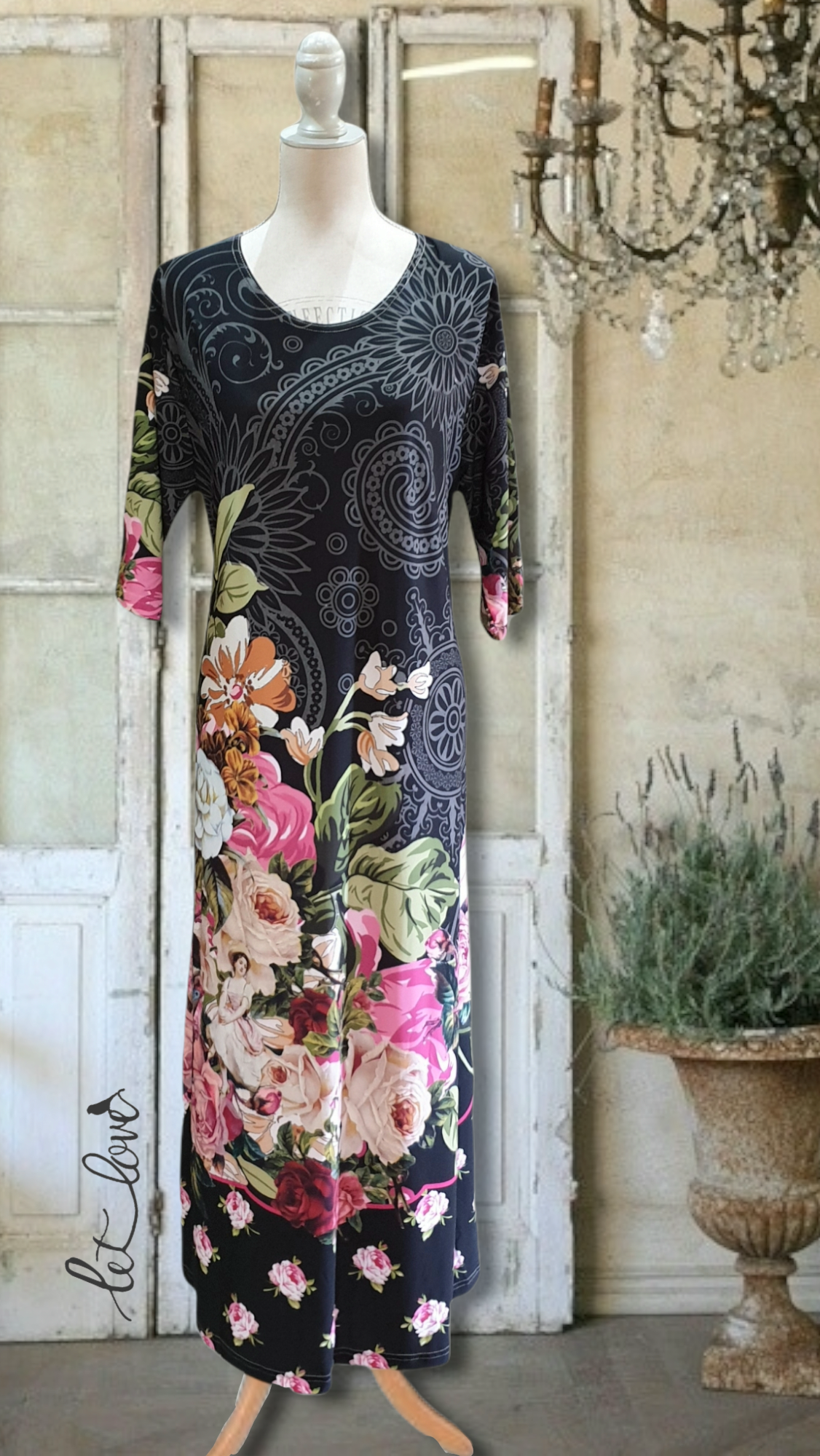 Ankle Length Dress with Sleeves - Let Love Clothing