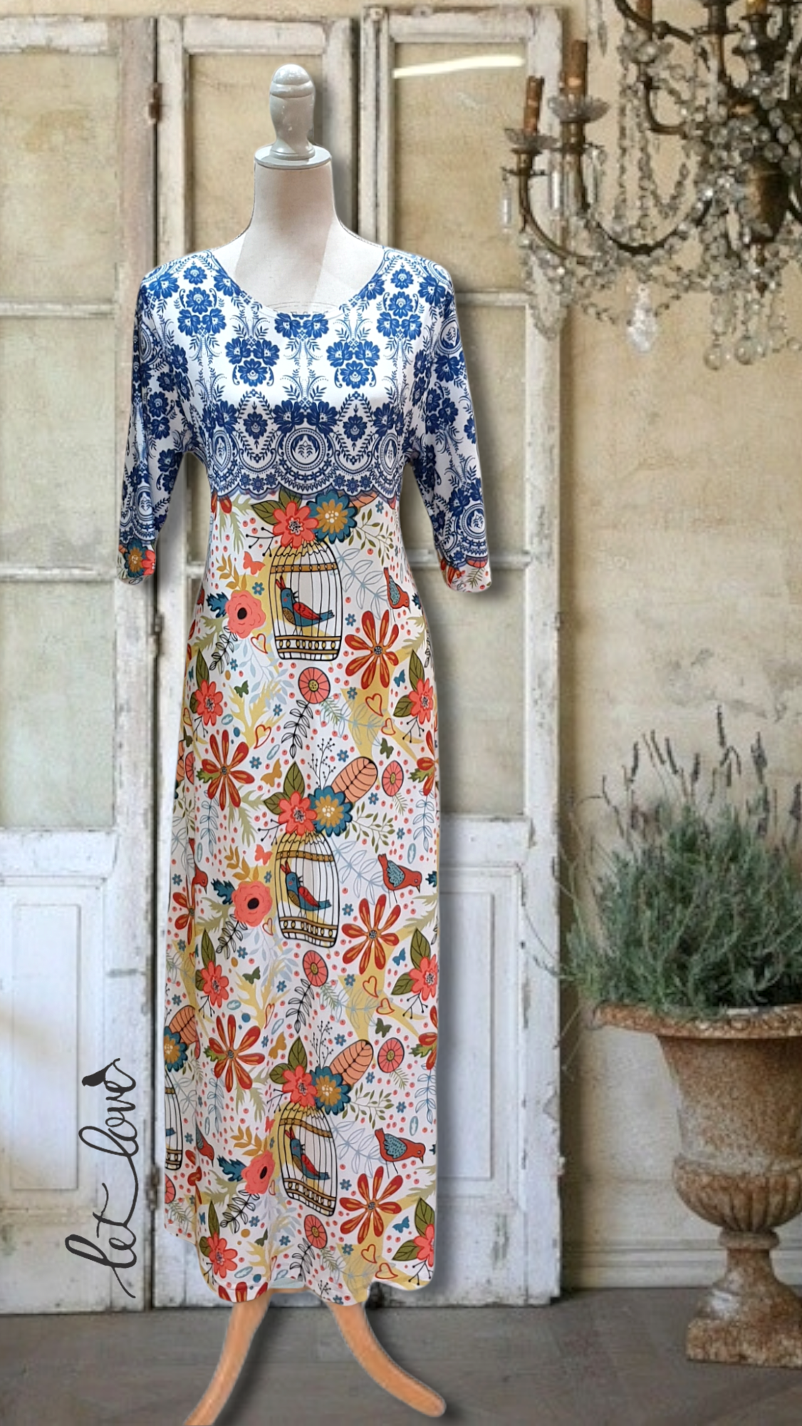 Ankle Length Dress with Sleeves - Let Love Clothing