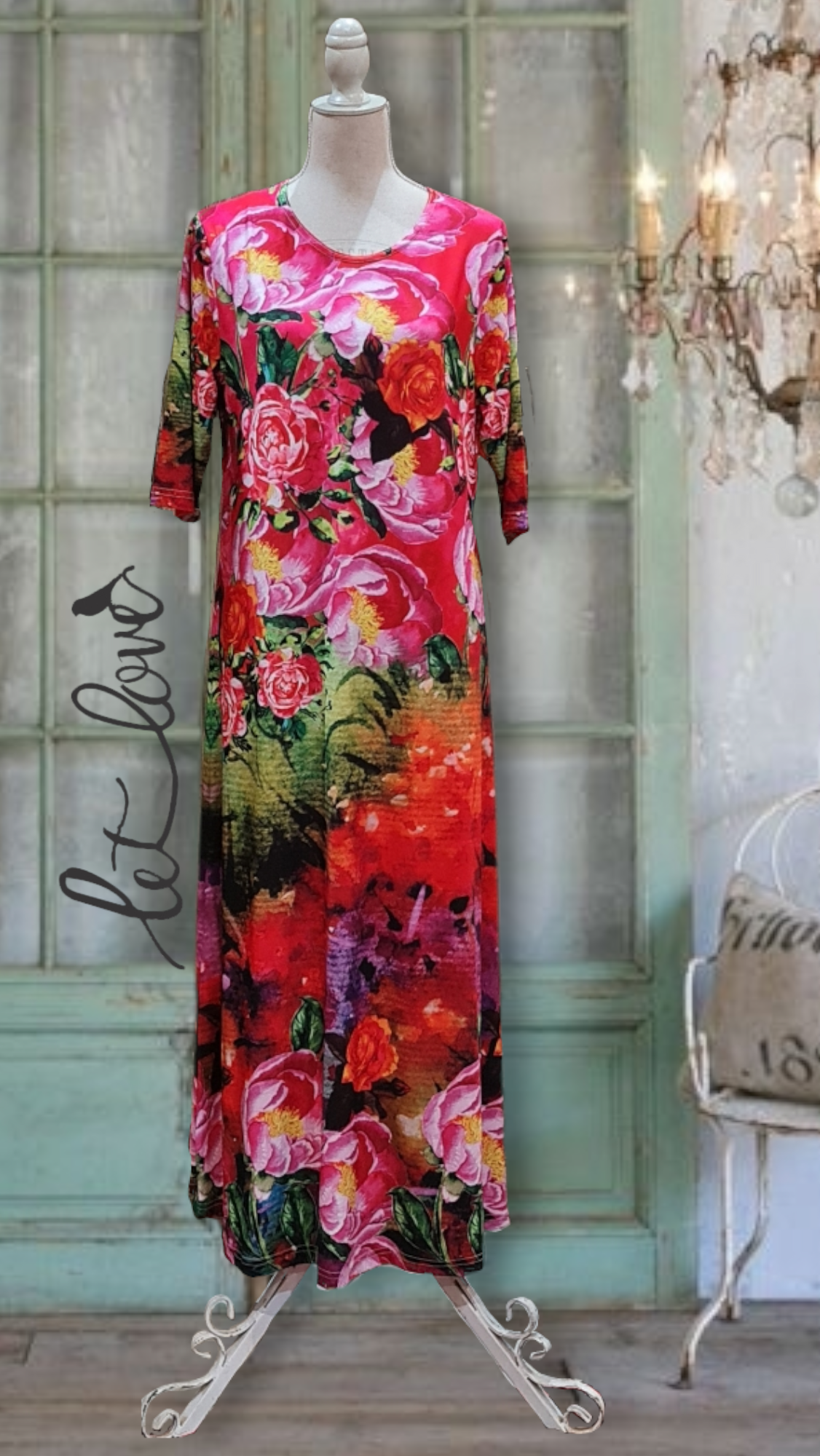 Ankle Length Dress with Sleeves - Let Love Clothing
