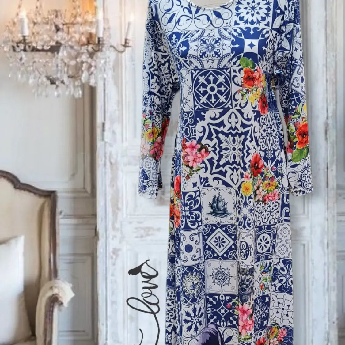 Ankle Length Dress with Sleeves - Let Love Clothing