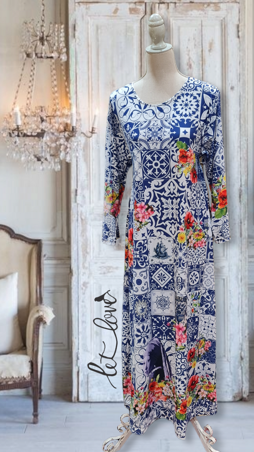 Ankle Length Dress with Sleeves - Let Love Clothing