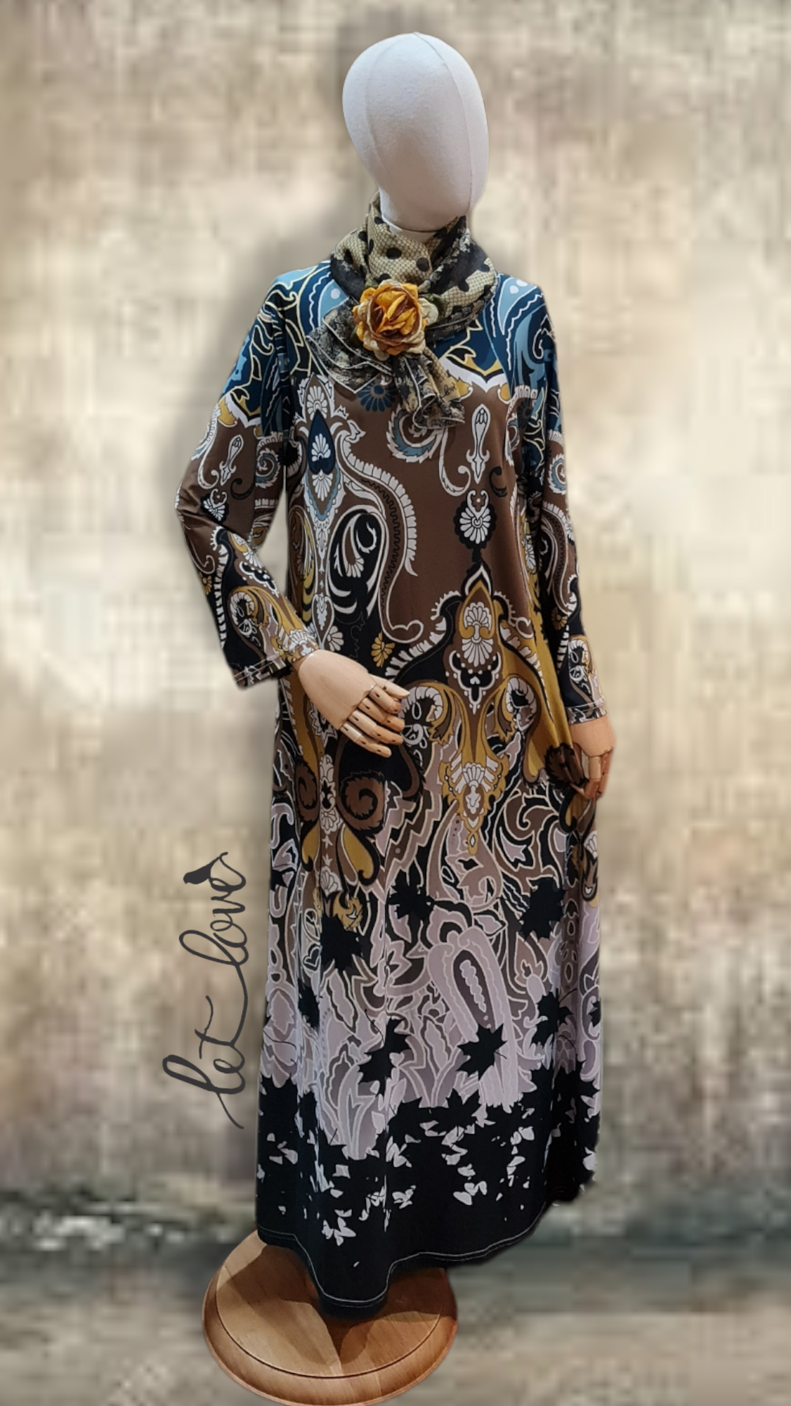 Ankle Length Dress with Sleeves