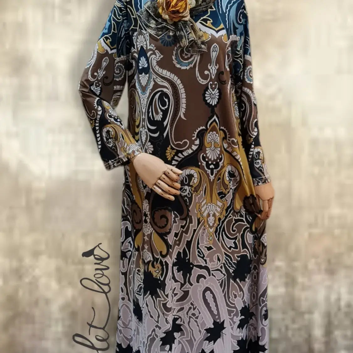 Ankle Length Dress with Sleeves - Let Love Clothing