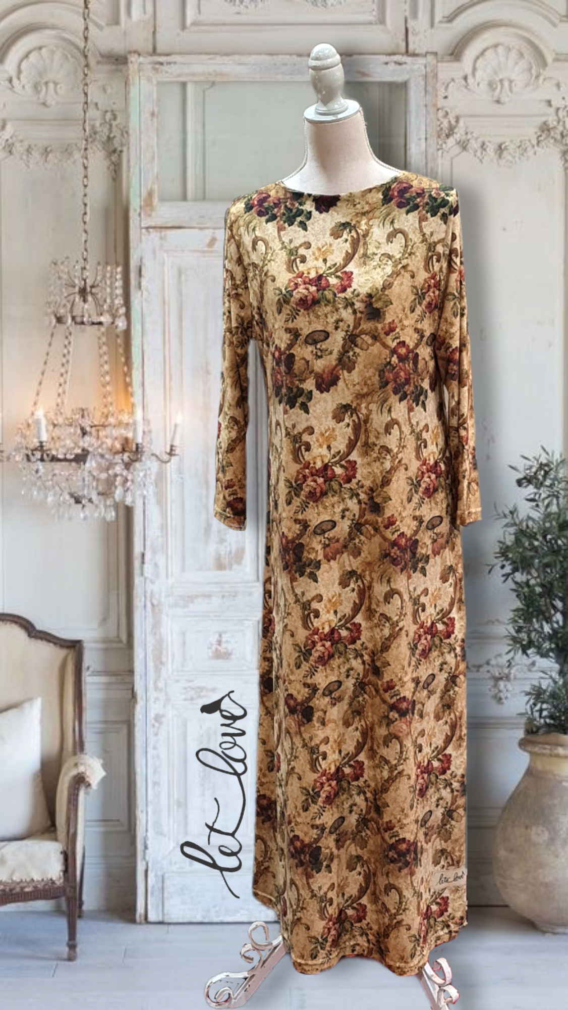 Ankle Length Dress with Sleeves - Let Love Clothing