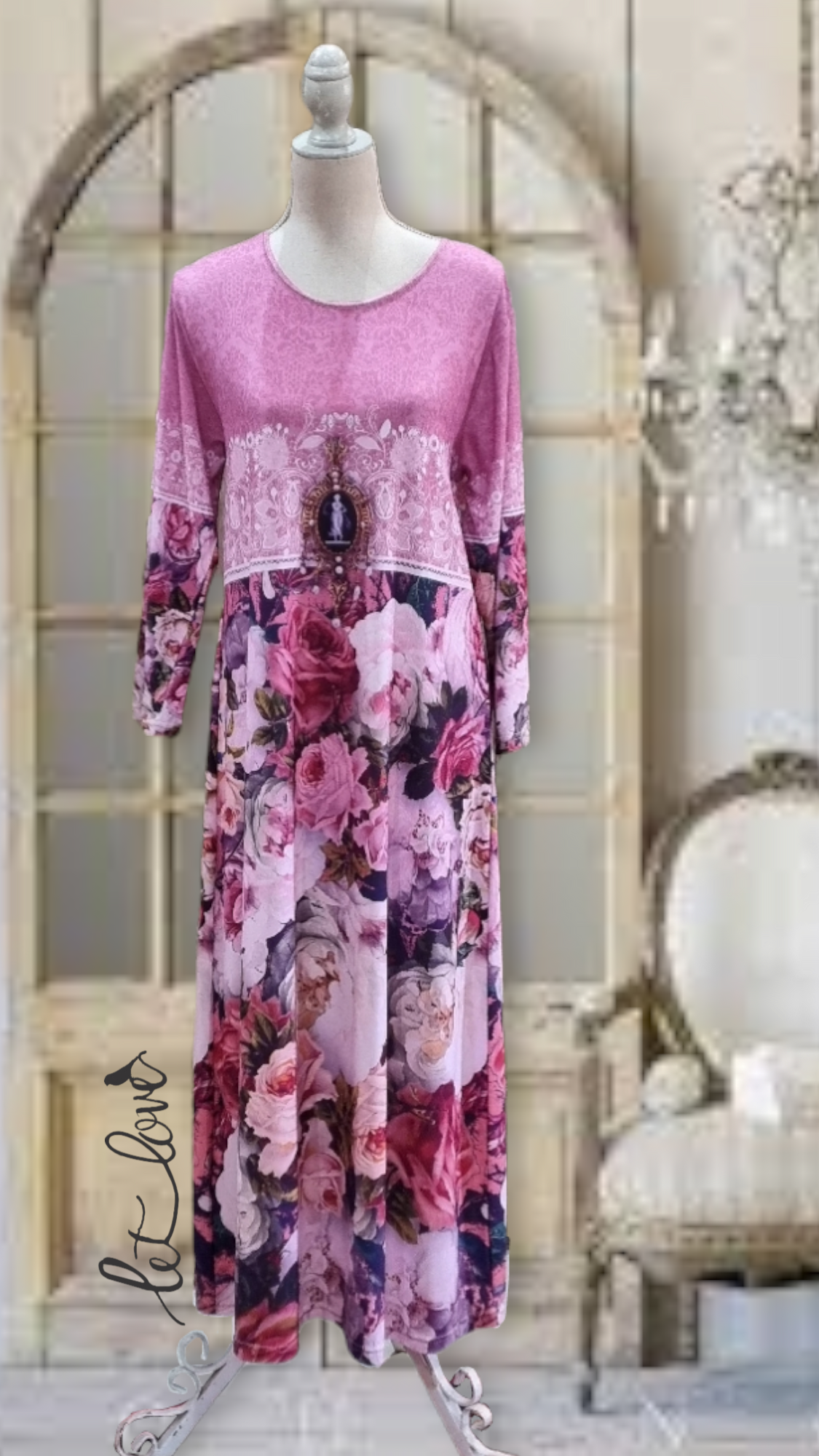 Ankle Length Dress with Sleeves - Let Love Clothing