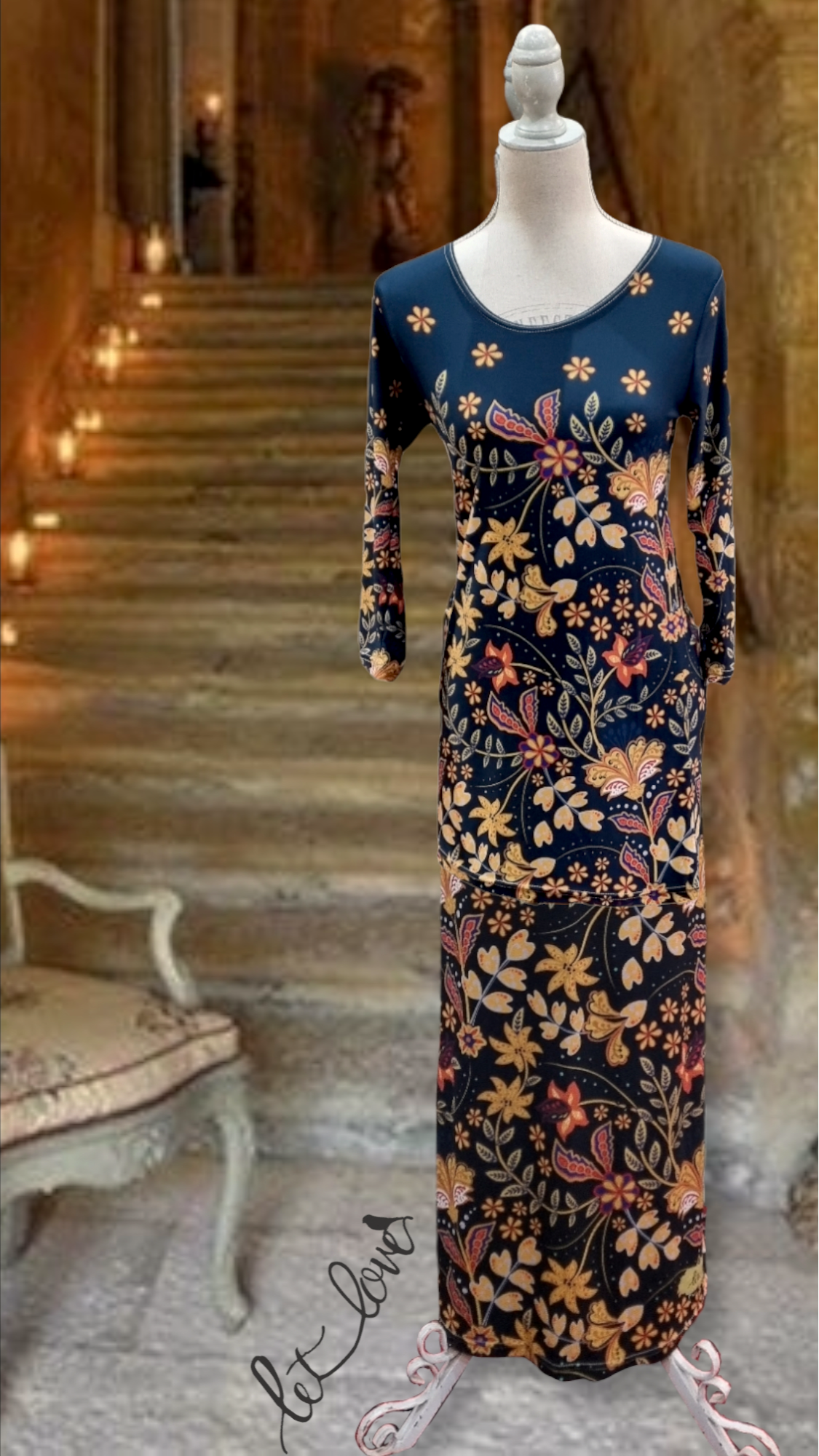 Ankle Length Dress with Sleeves - Let Love Clothing