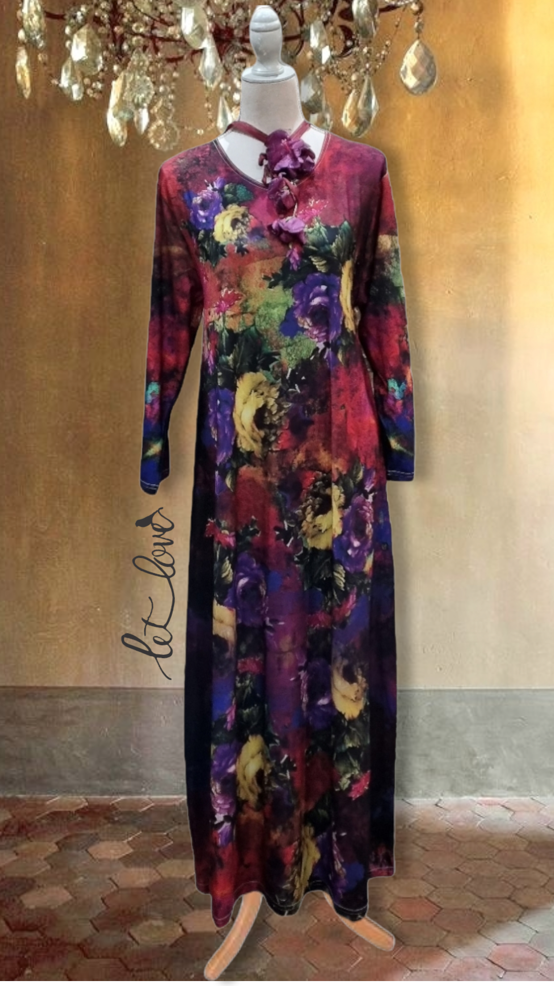 Ankle Length Dress with Sleeves - Let Love Clothing