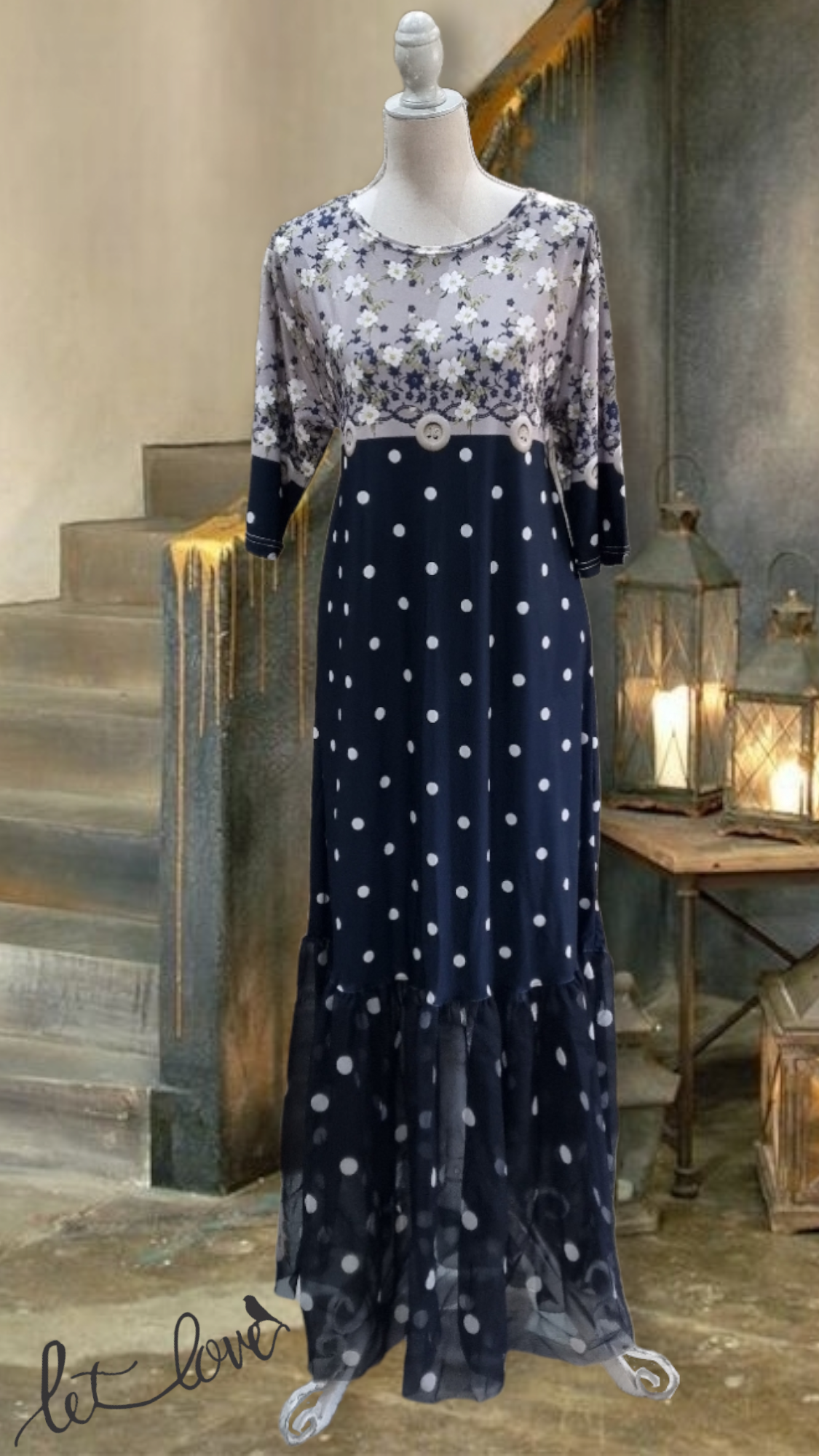 Ankle Length Dress with Sleeves - Let Love Clothing