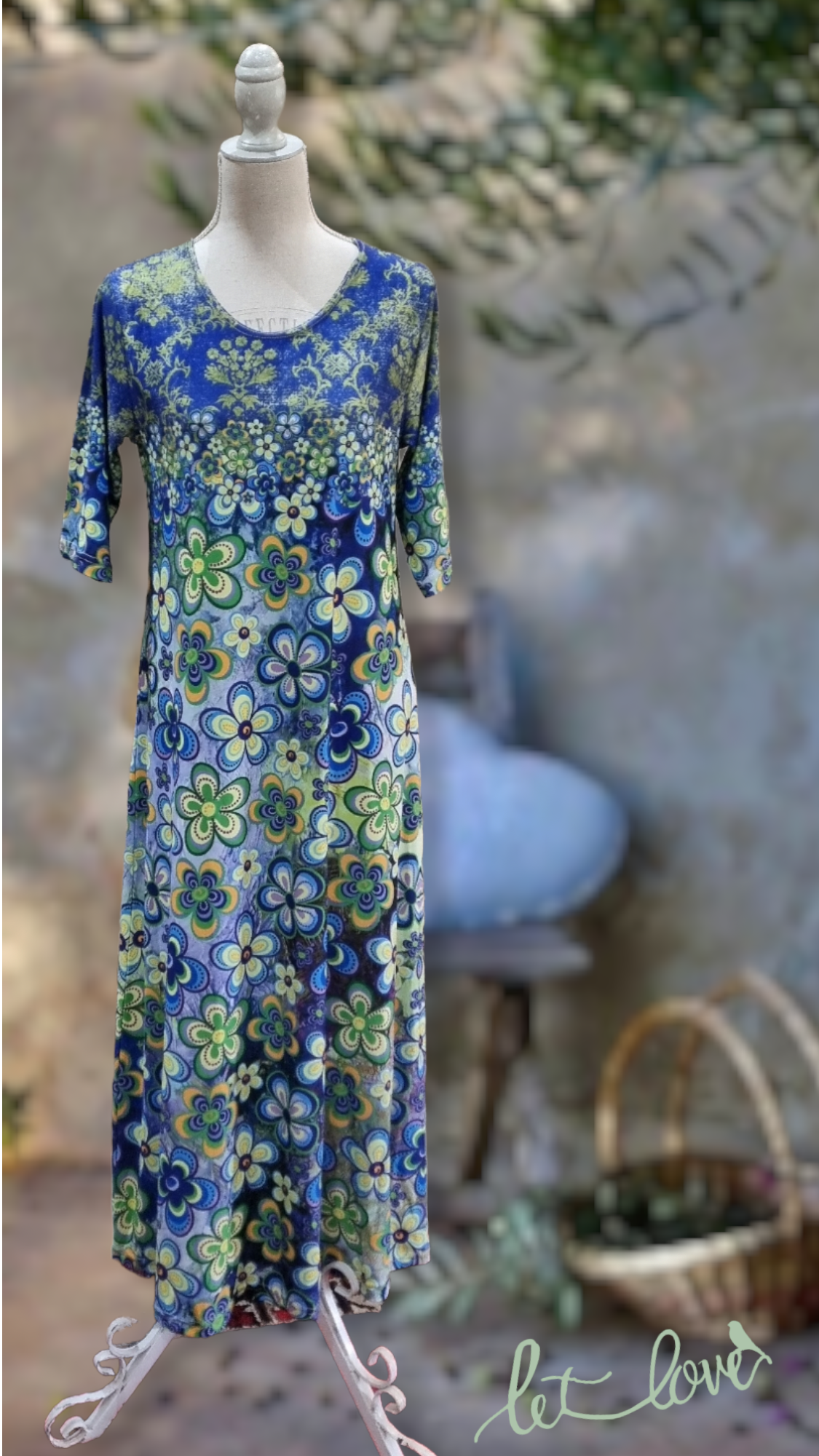 Ankle Length Dress with Sleeves - Let Love Clothing
