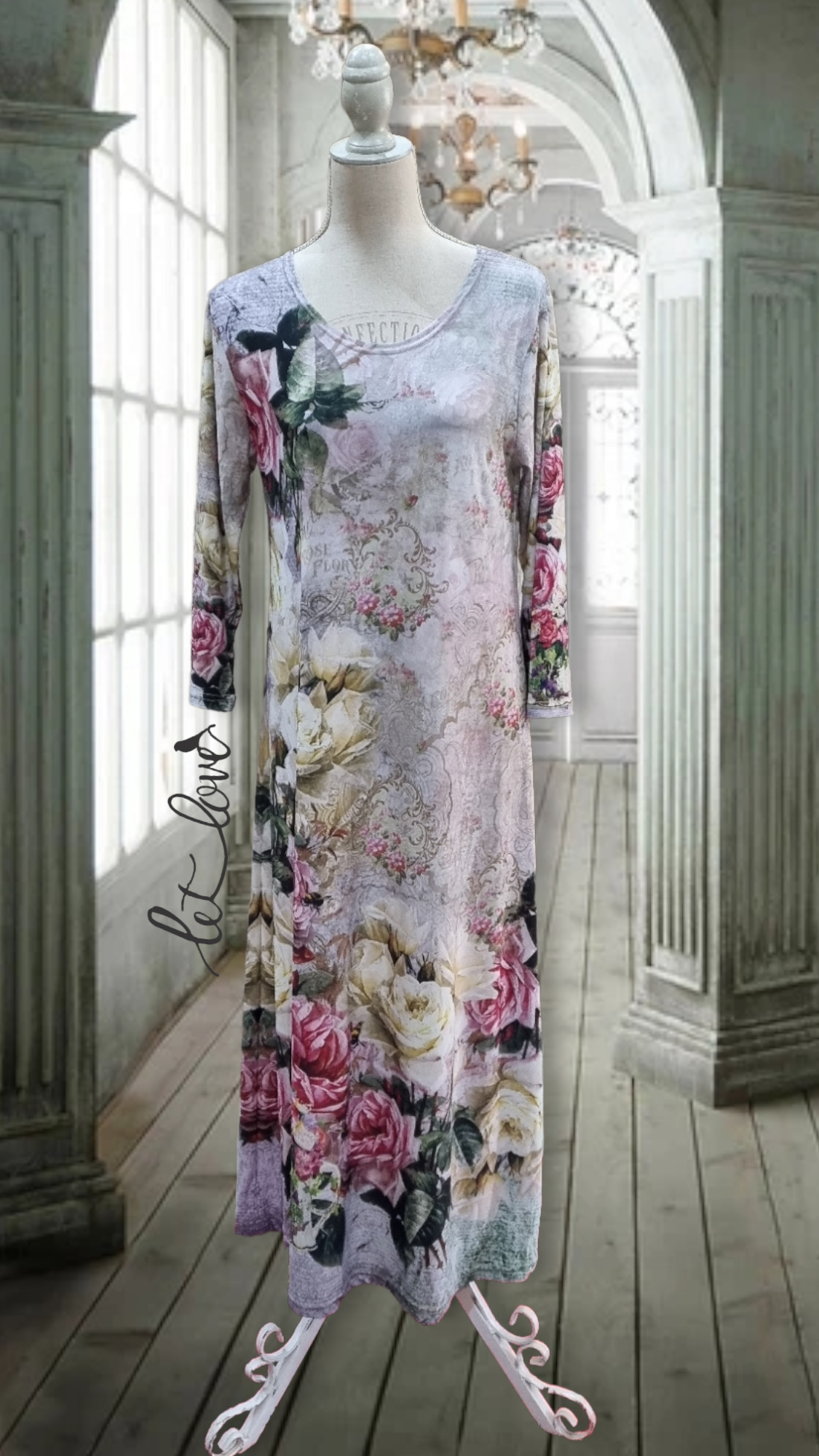 Ankle Length Dress with Sleeves - Let Love Clothing