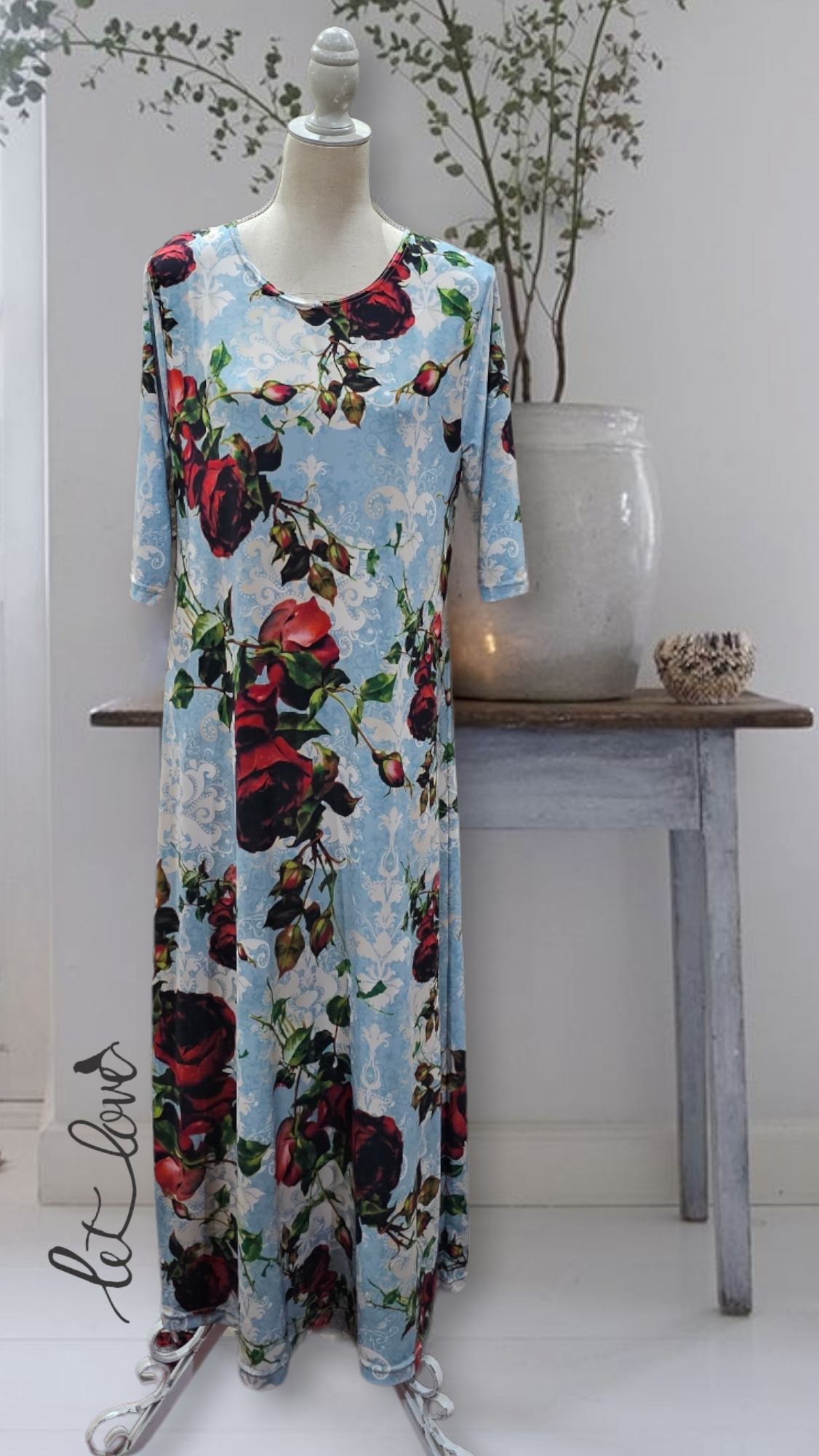 Ankle Length Dress with Sleeves - Let Love Clothing