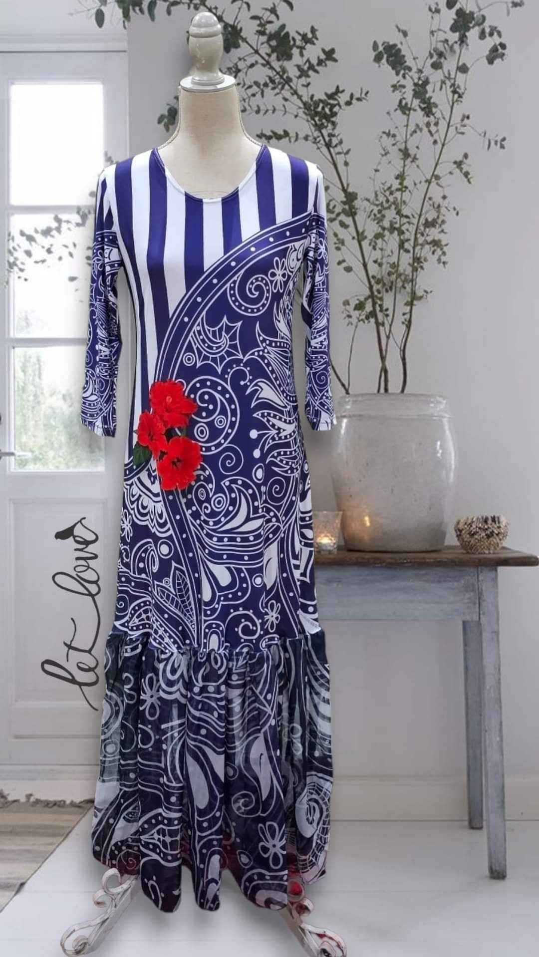 Ruffled Hem Ankle Length Dress - Let Love Clothing