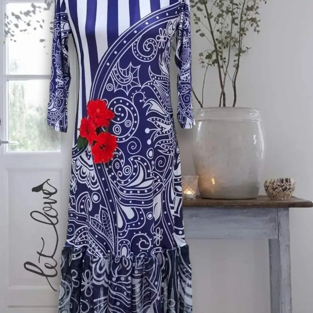 Ruffled Hem Ankle Length Dress - Let Love Clothing