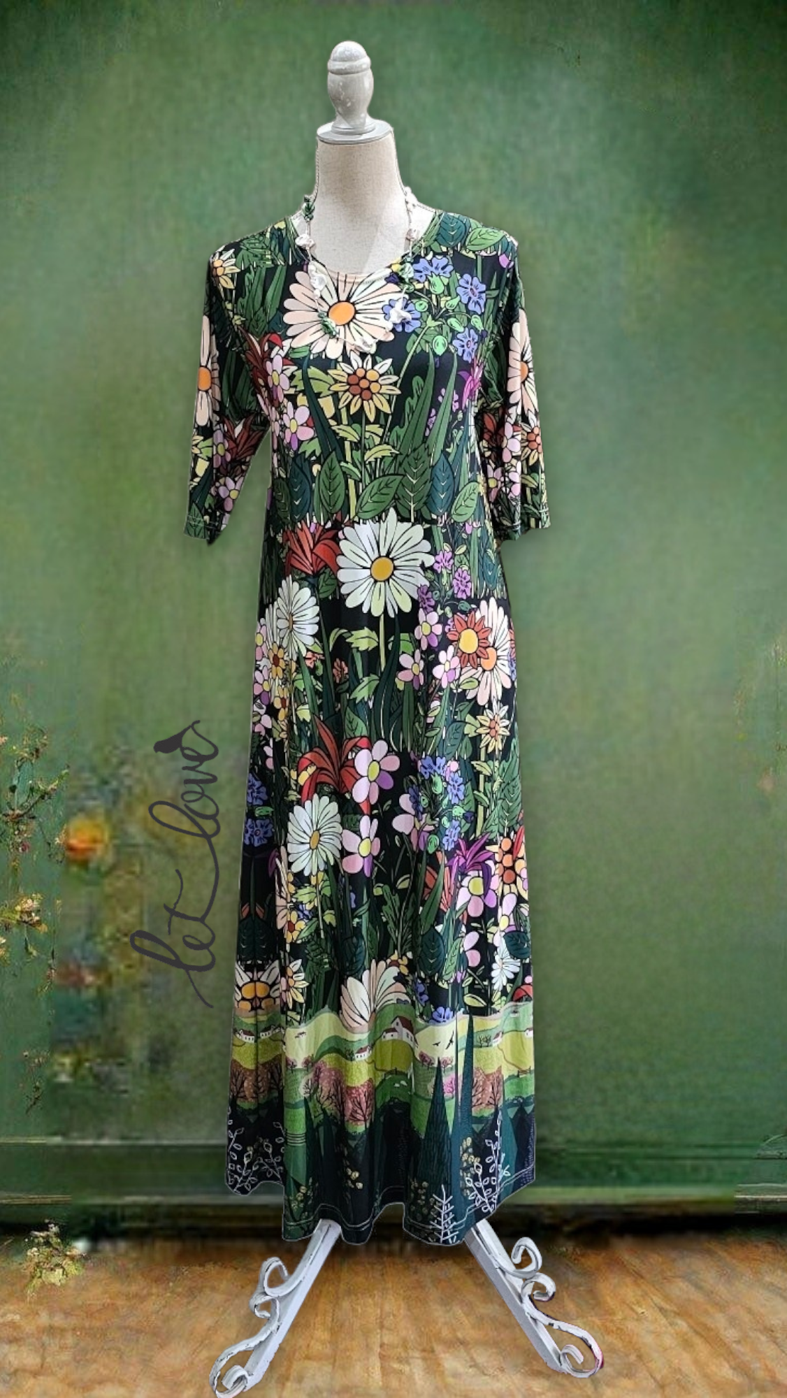 Ankle Length Dress with Sleeves - Let Love Clothing