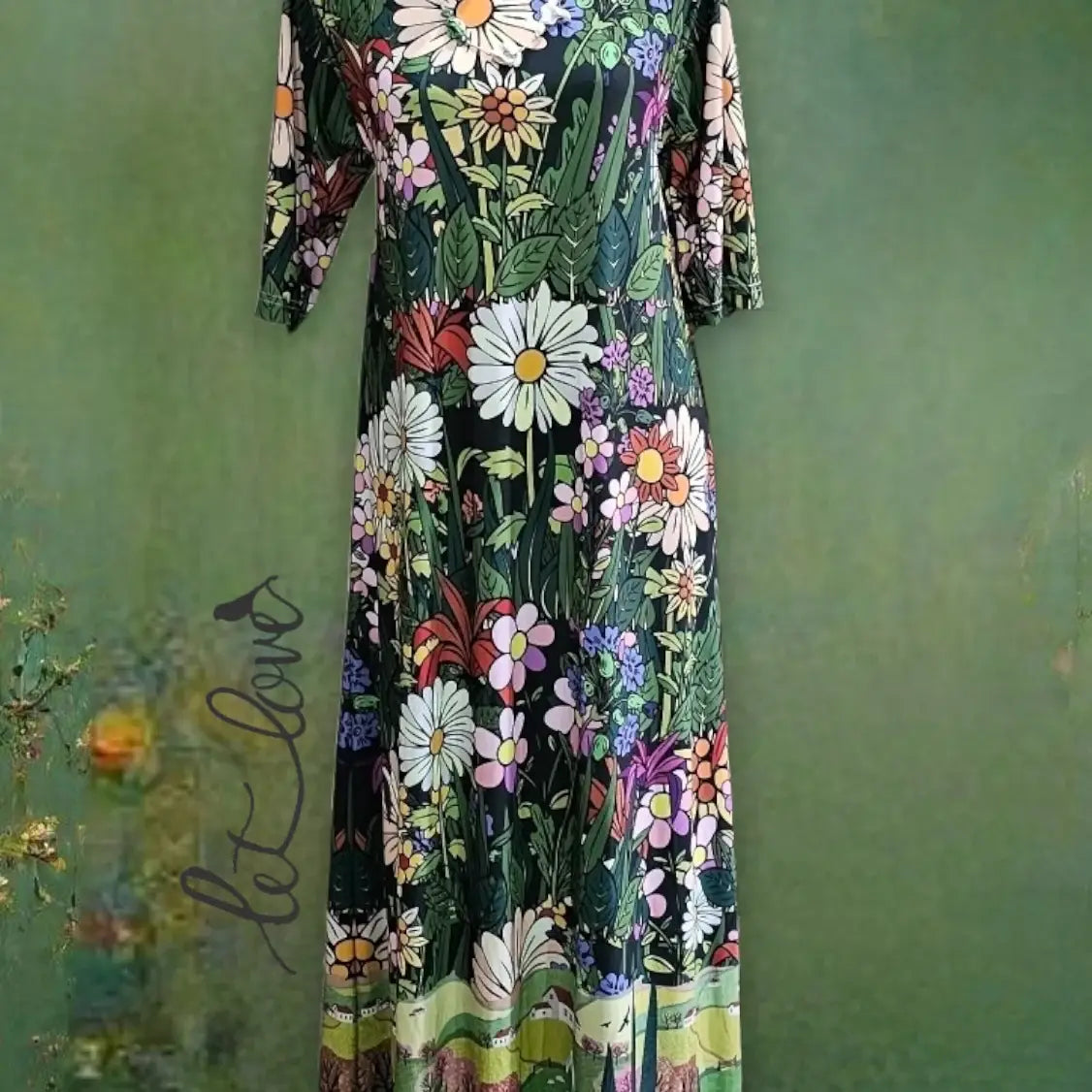 Ankle Length Dress with Sleeves - Let Love Clothing