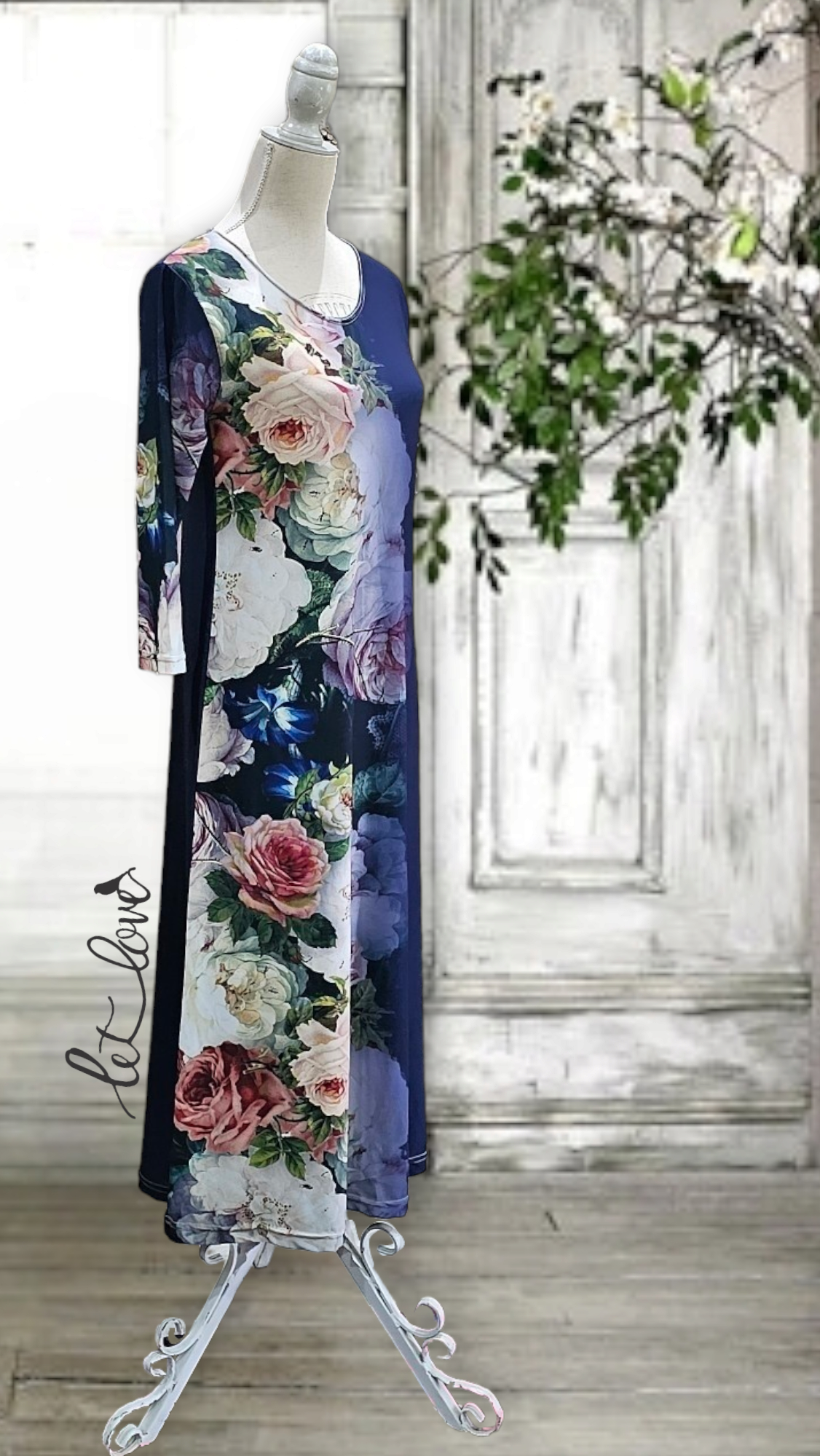 Ankle Length Dress with Sleeves - Let Love Clothing