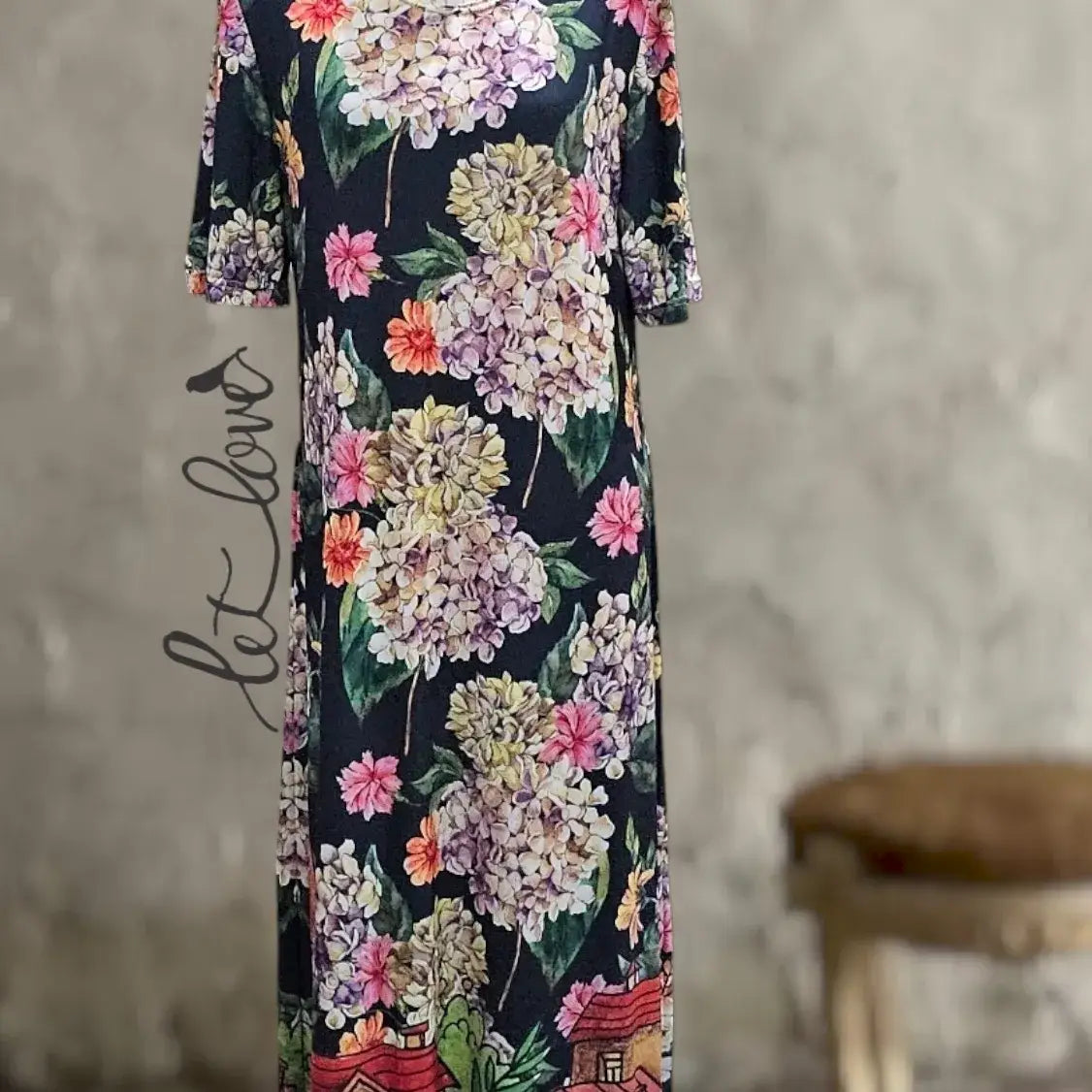 Ankle Length Dress with Sleeves - Let Love Clothing
