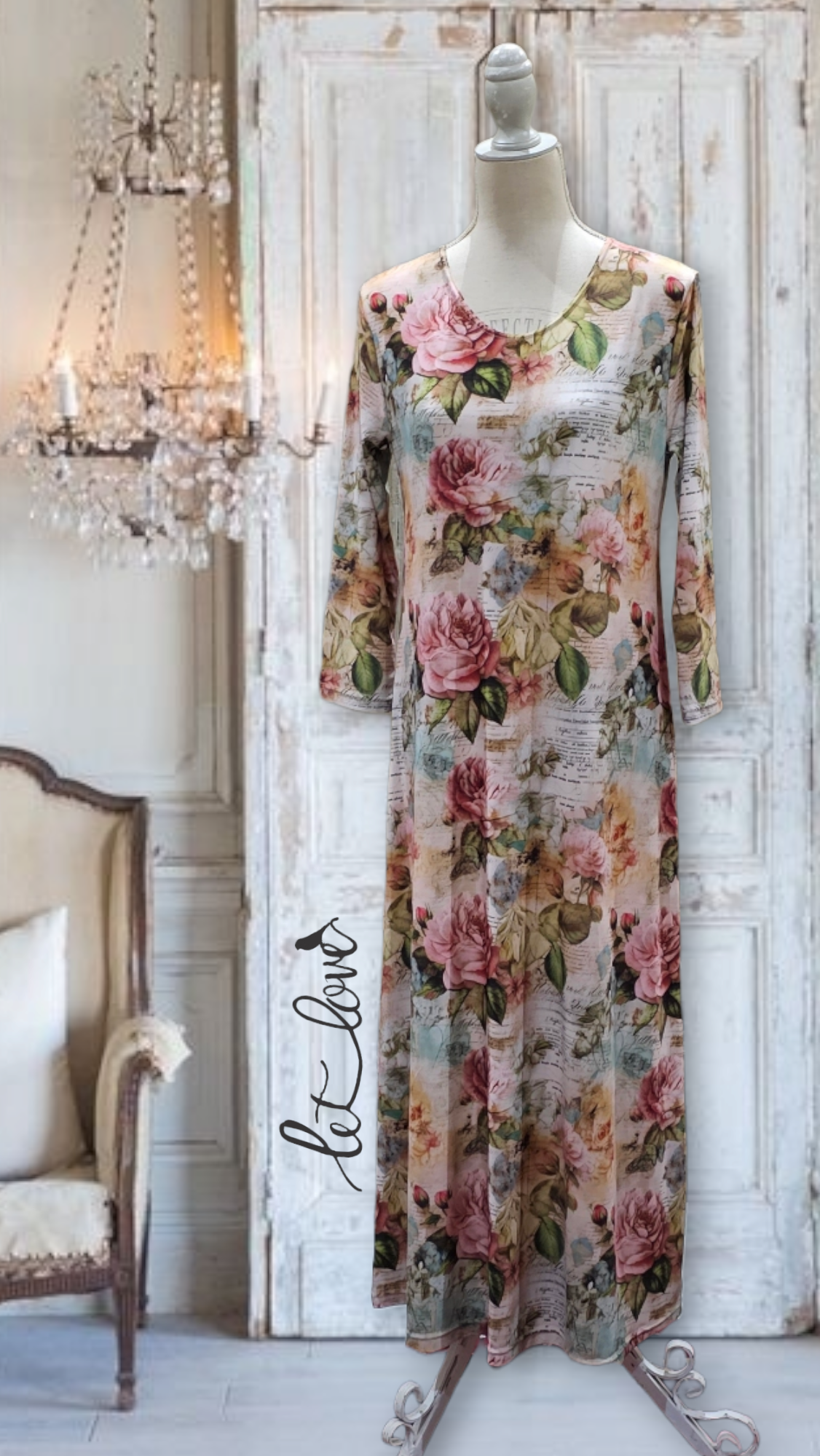 Ankle Length Dress with Sleeves - Let Love Clothing