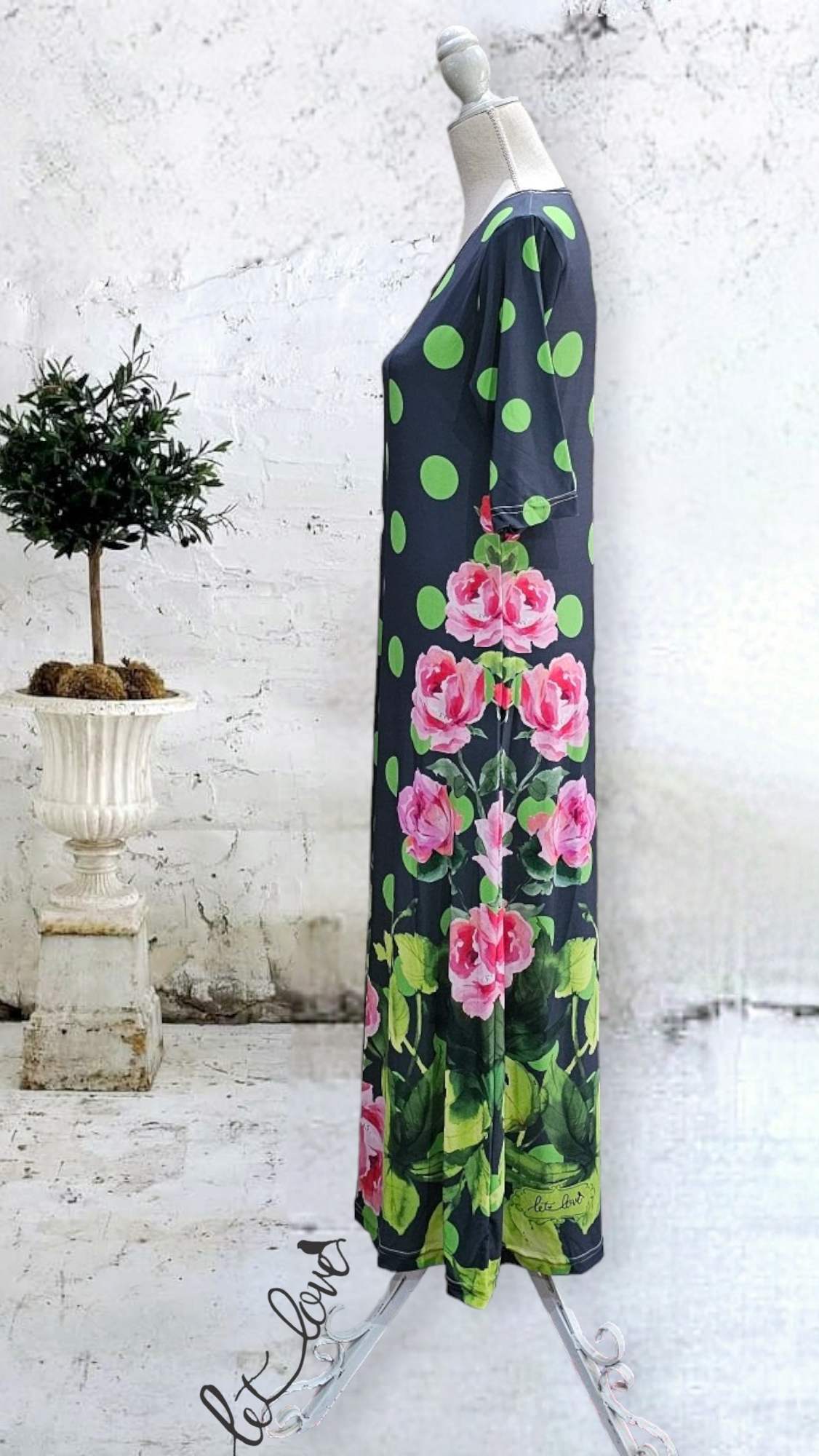 Ankle Length Dress with Sleeves - Let Love Clothing