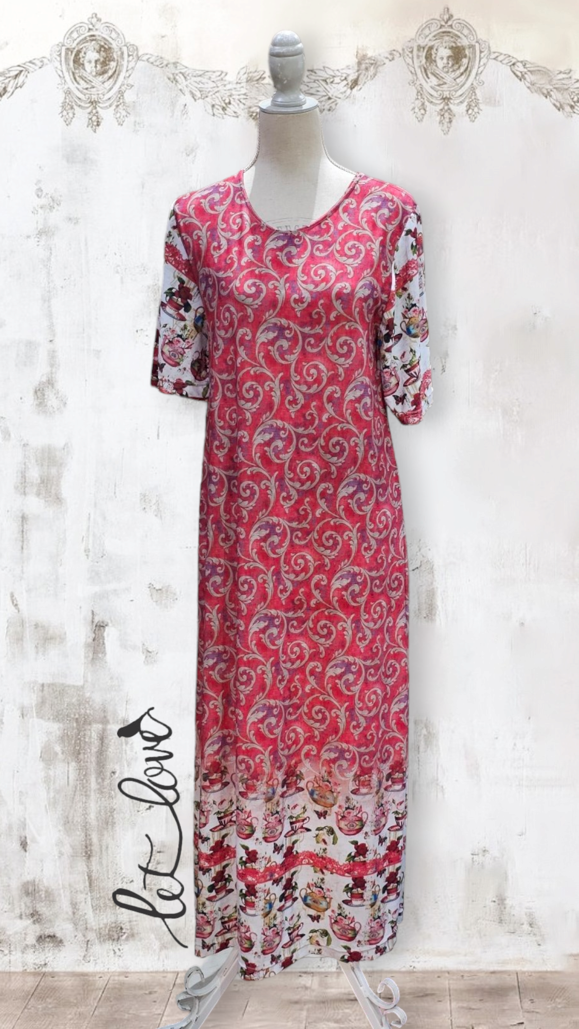 Ankle Length Dress with Sleeves - Let Love Clothing